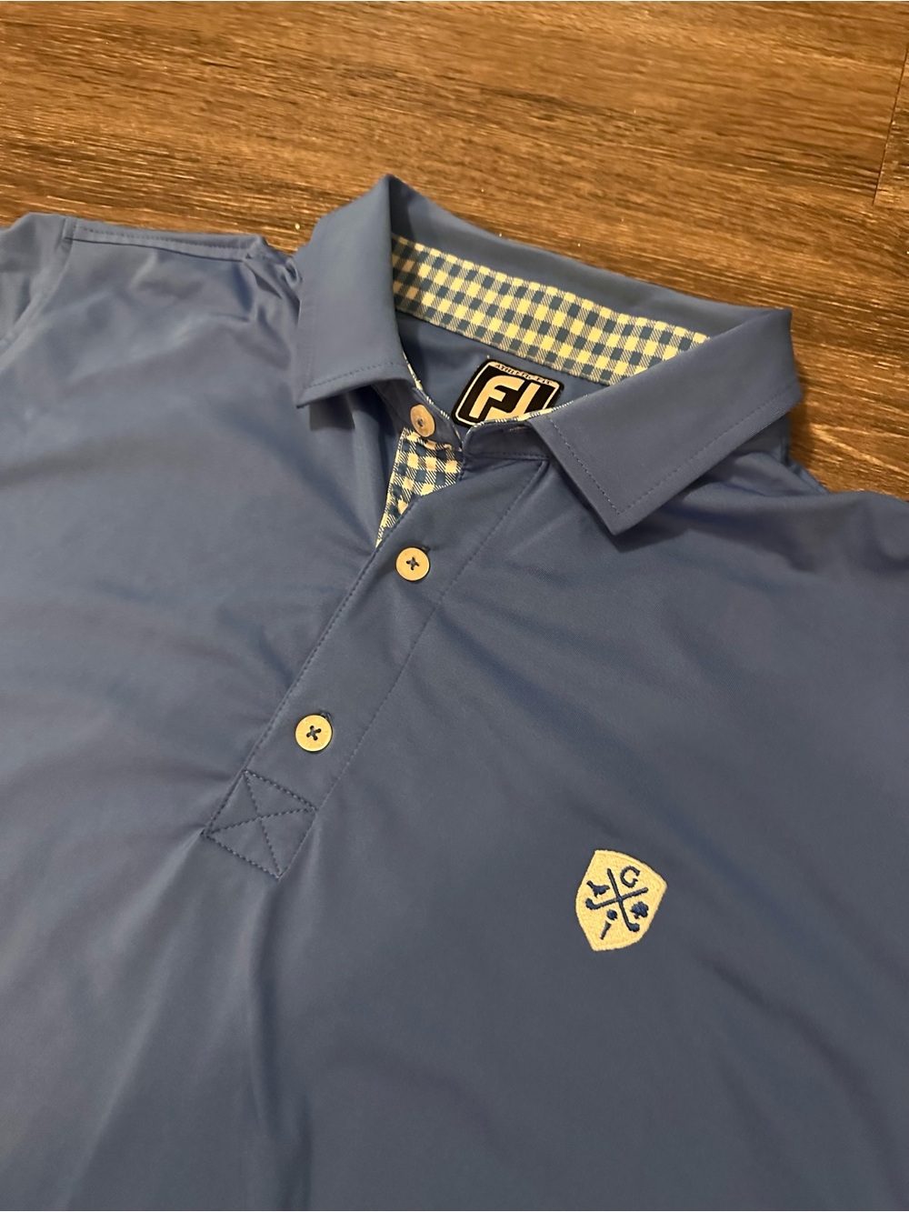 FootJoy Greystone Country Club Golf Polo Mens L Blue Solid Athletic Fit